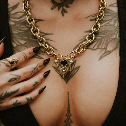 Nightfall Obscura Bat Gold Necklace