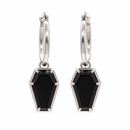 Crypt Black Coffin Hoop Earrings