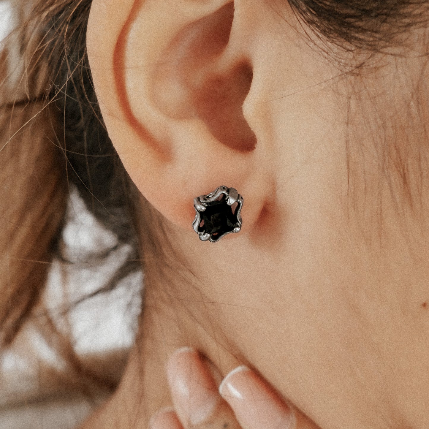 Minerva Black Gem Stud Earrings Mysticum Luna
