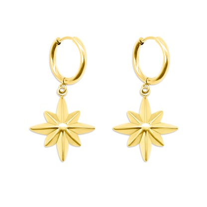 Gold Celeste North Star Hoop Earrings Mysticum Luna