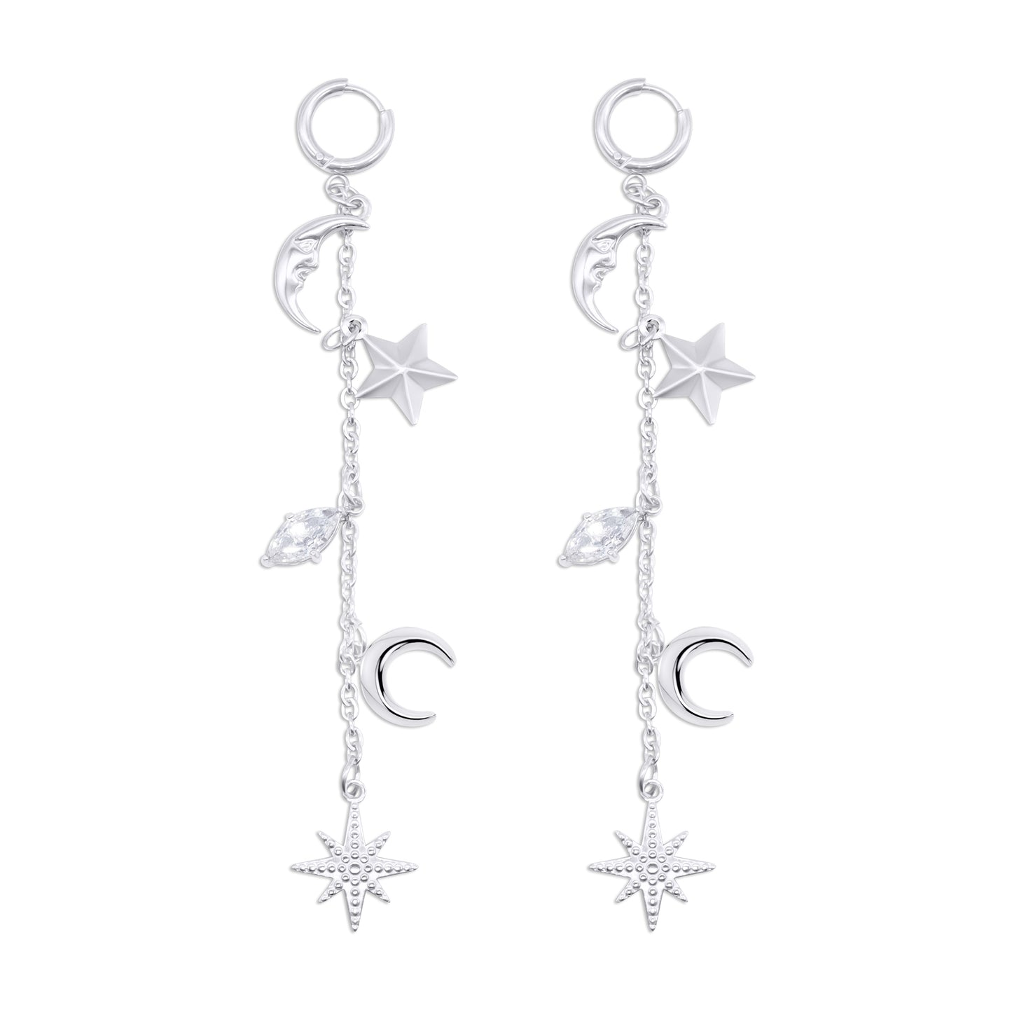 Cassiopeia Star and Moon Earrings Mysticum Luna Gothic Jewellery