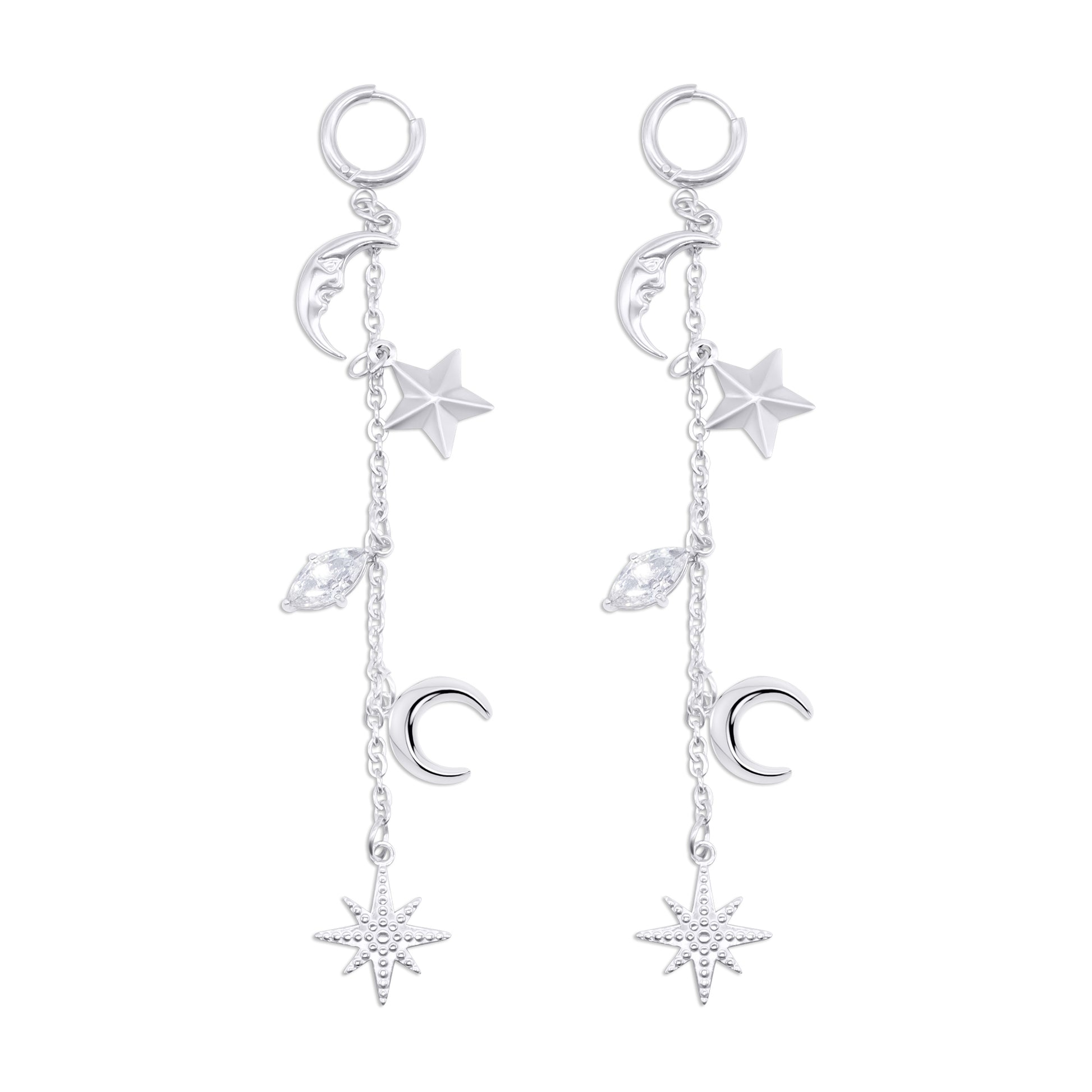 Cassiopeia Star and Moon Earrings Mysticum Luna Gothic Jewellery