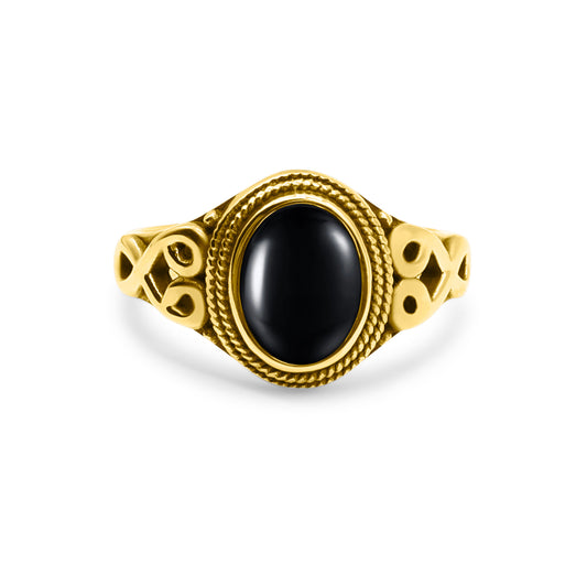 Gold Drusilla Black Gemstone Ring