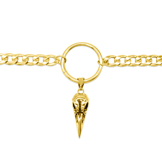 Gold Raven Bird Skull Choker