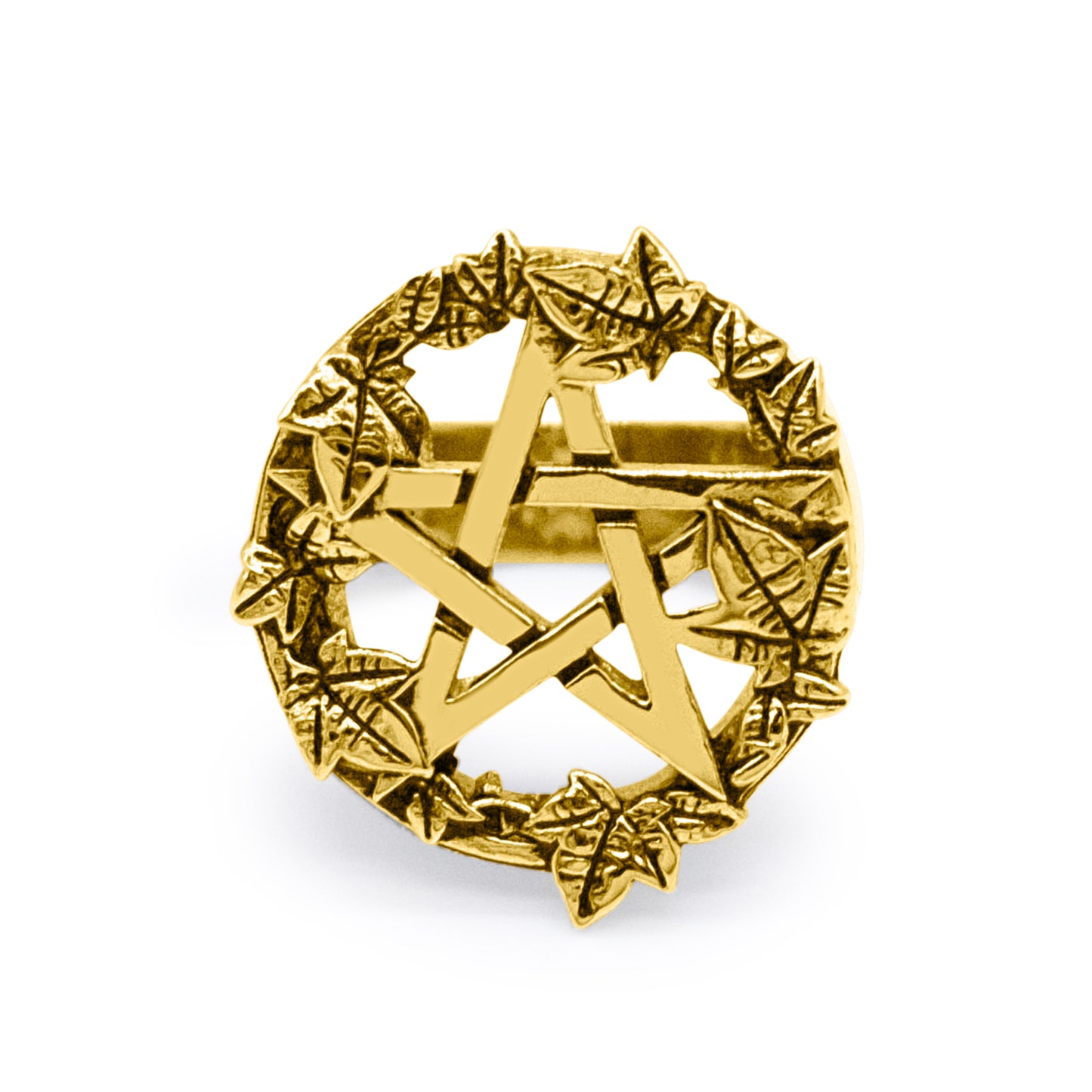 Gold Green Witch Pentacle Ring
