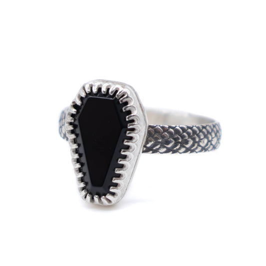 Black Coffin Snake Band Ring