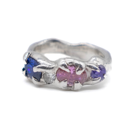 Organic Triple Gem Ring - Size N