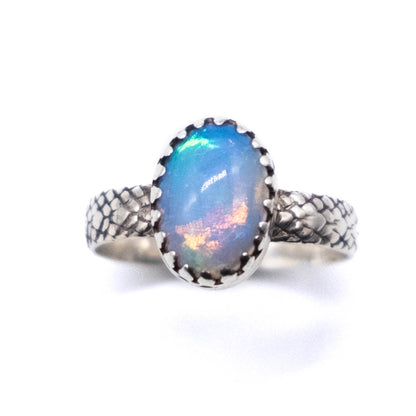 Opal Snake Band Ring