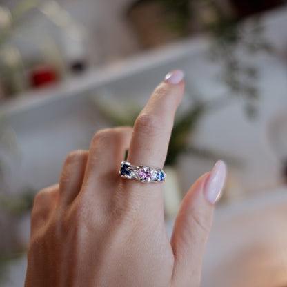 Organic Triple Gem Ring - Size N