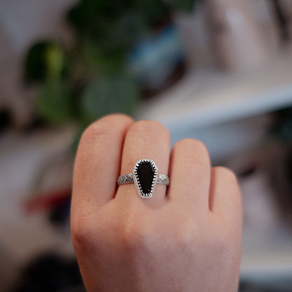 Black Coffin Snake Band Ring - Size W