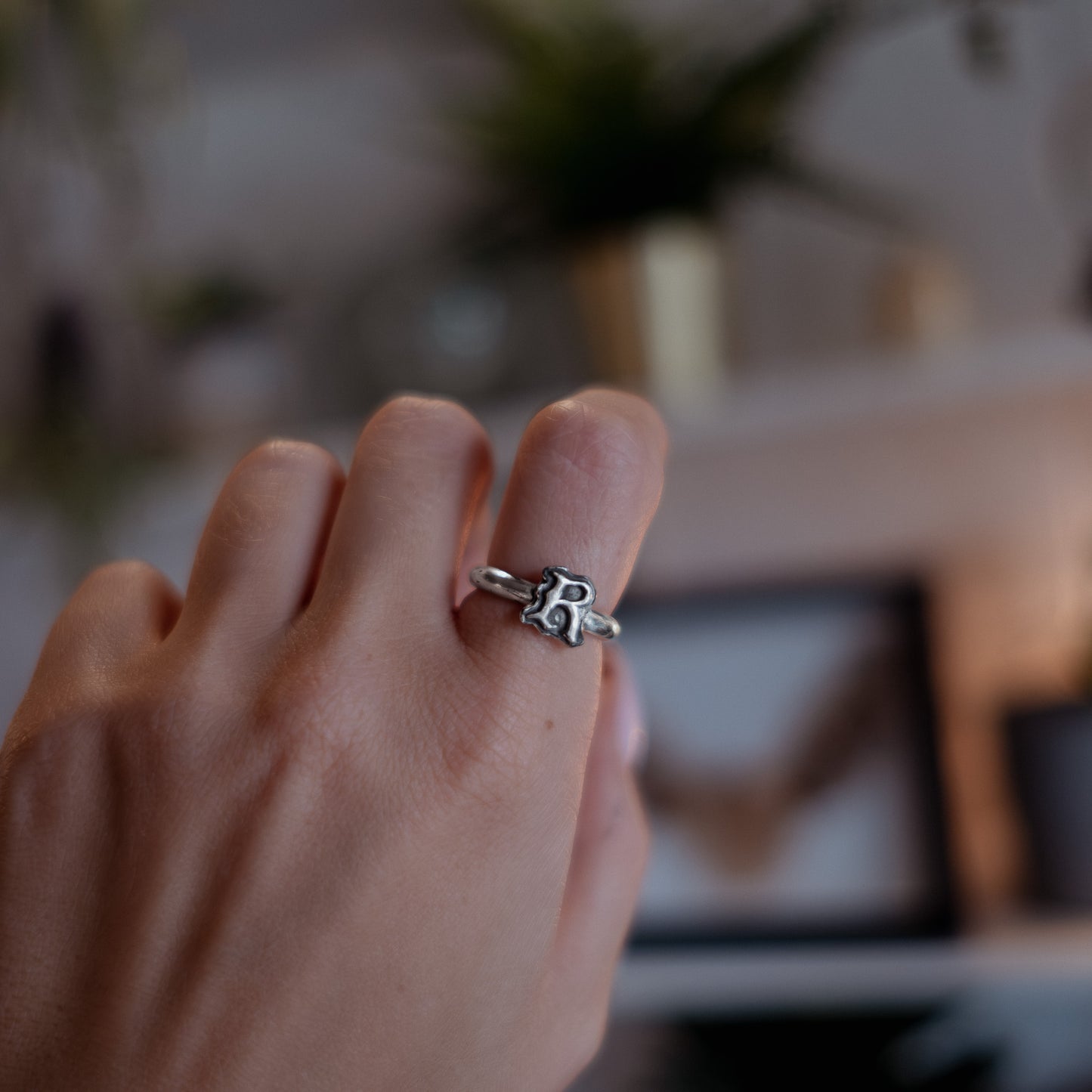 Old English Personalised Letter Ring