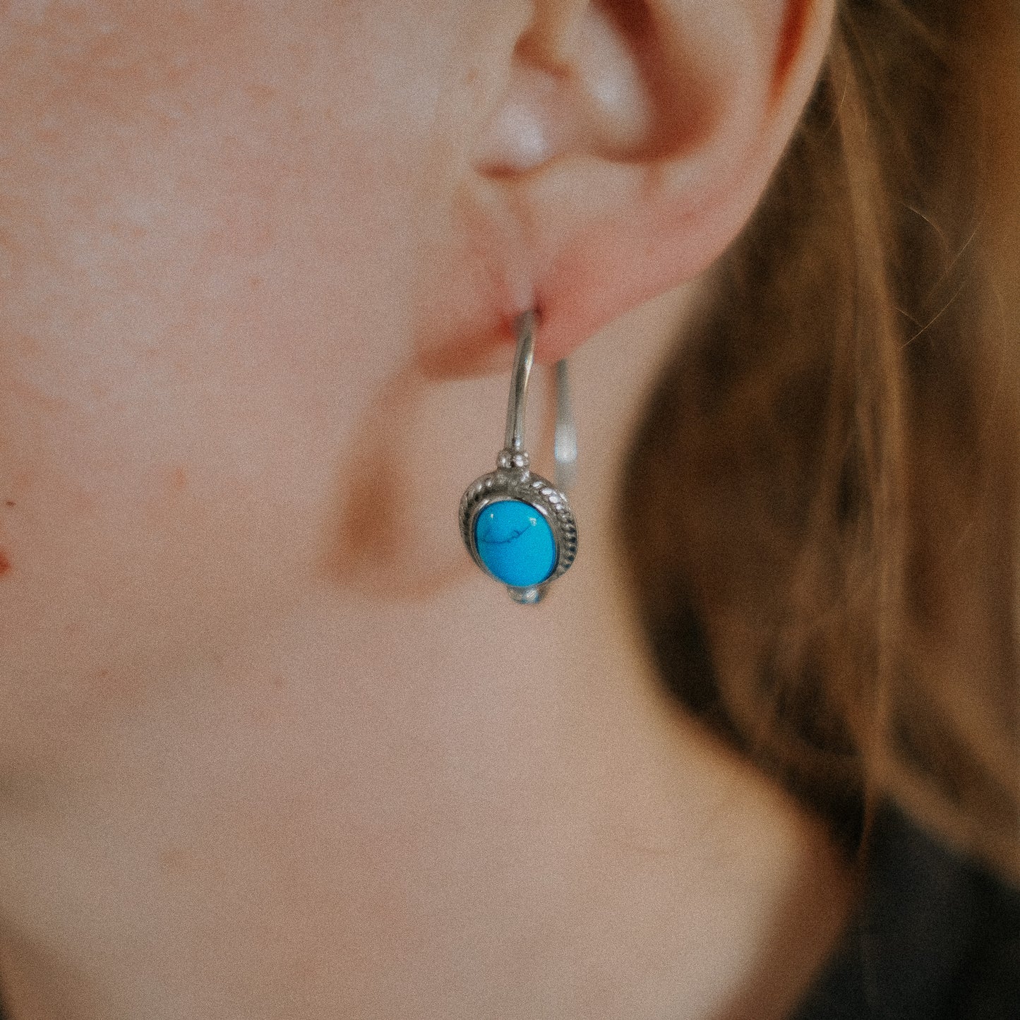 Outlaw turquoise western hoops