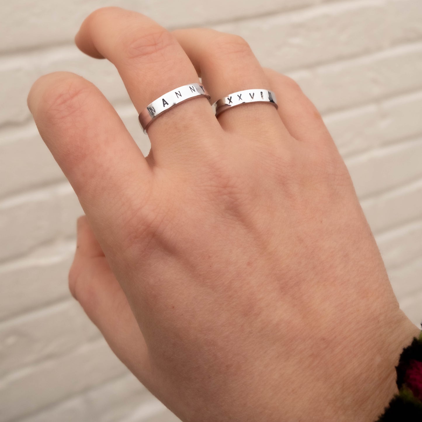 Hand Stamped Personalised Sterling Silver Name Ring