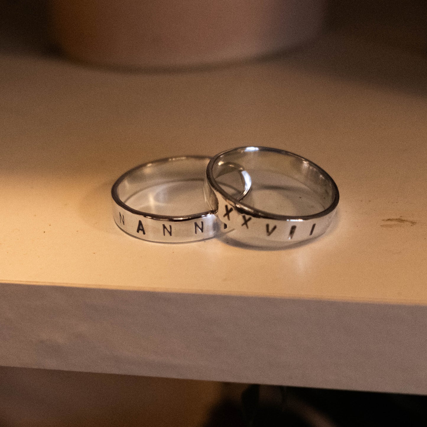 Hand Stamped Personalised Sterling Silver Name Ring