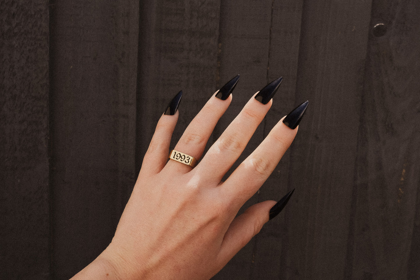 Gold Personalised Year Rectangle Signet Ring