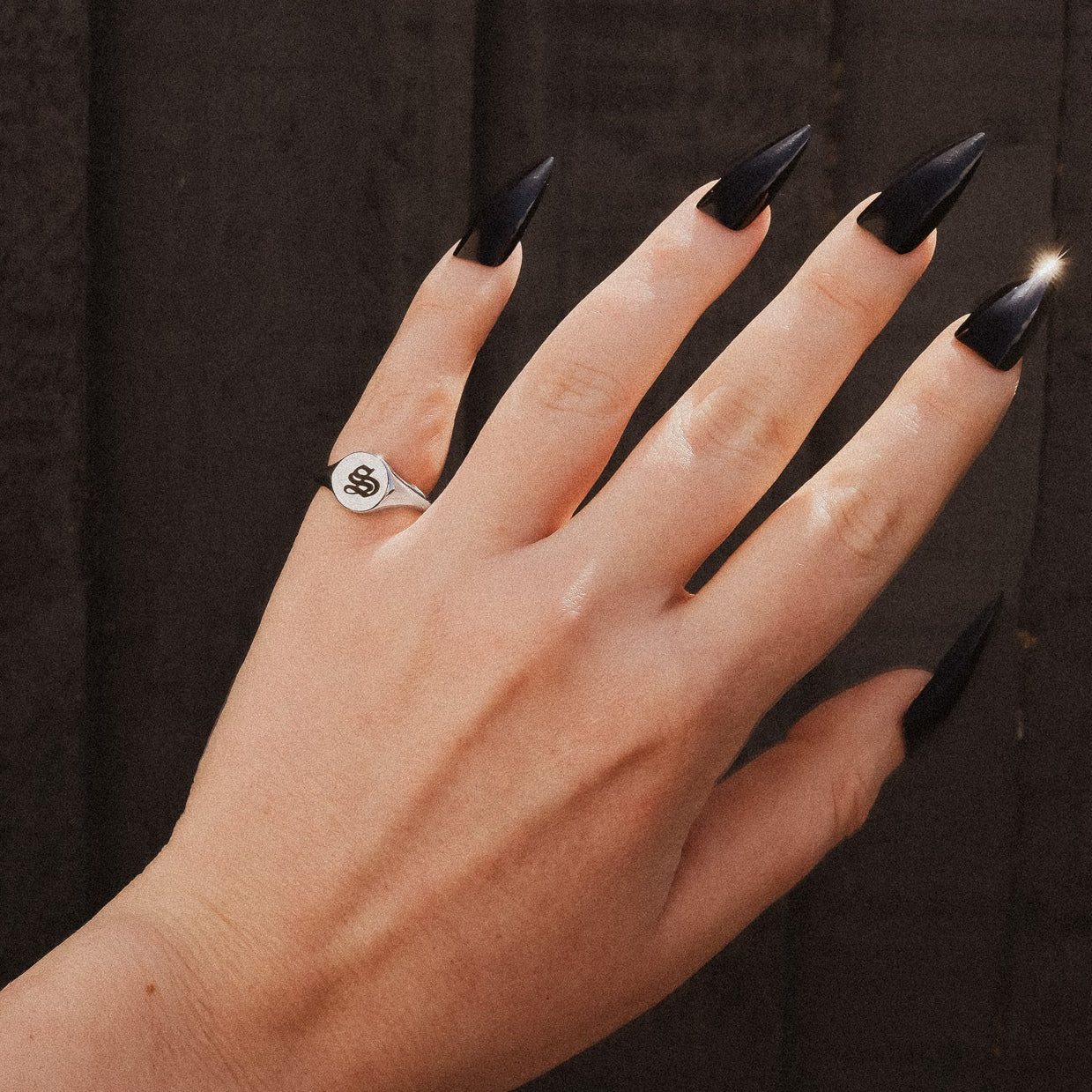 Personalised signet circle Initial Ring