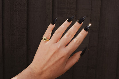 Gold Personalised signet circle Initial Ring