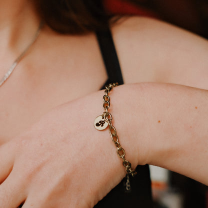 Personalised Gold Initial Disc Bracelet