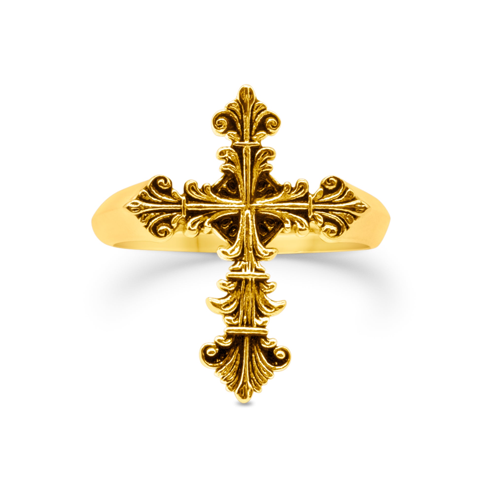 Lament Cross Ring Gold | Gothic Gold Cross Ring – Mysticum Luna Gothic ...