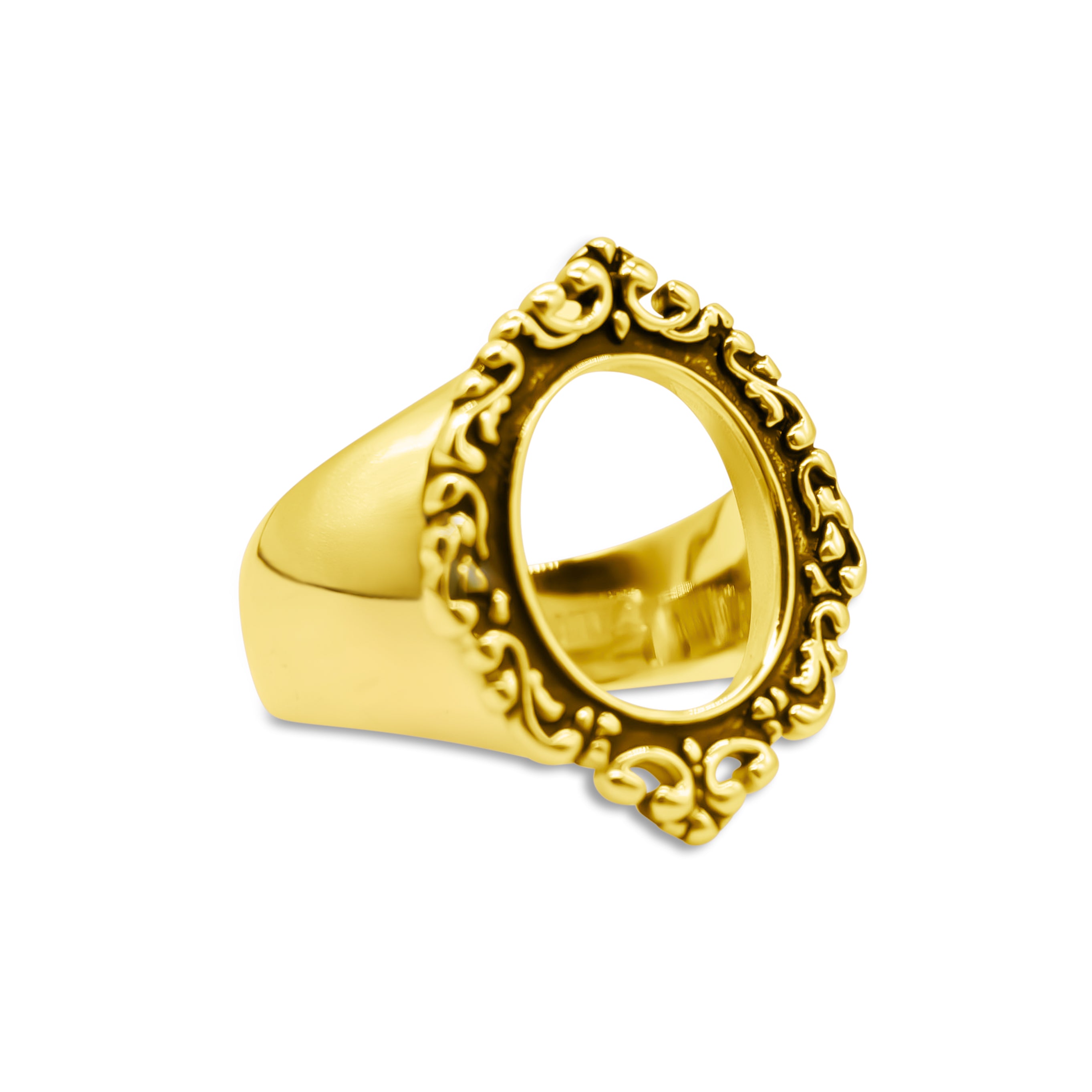 Memoriam Gold Ornate Frame Ring | Gothic Architecture Rings – Mysticum ...