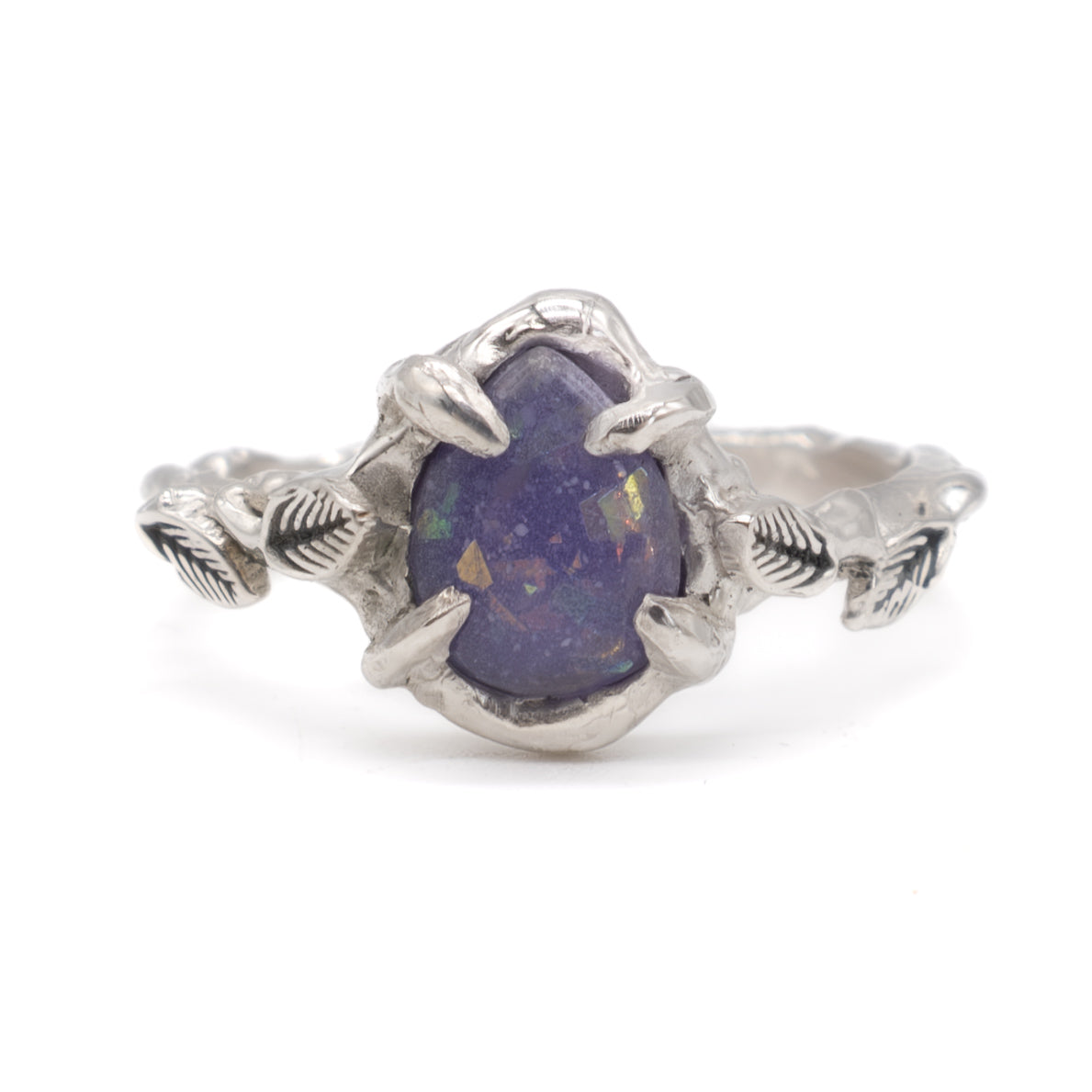 Evergreen leaf Breastmilk & Ashes Memorial Ring