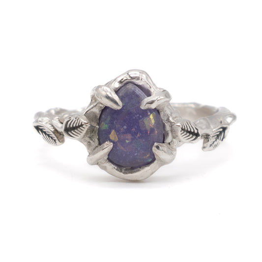 Evergreen leaf Breastmilk & Ashes Memorial Ring