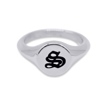 Personalised signet circle Initial Ring