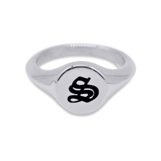Personalised signet circle Initial Ring