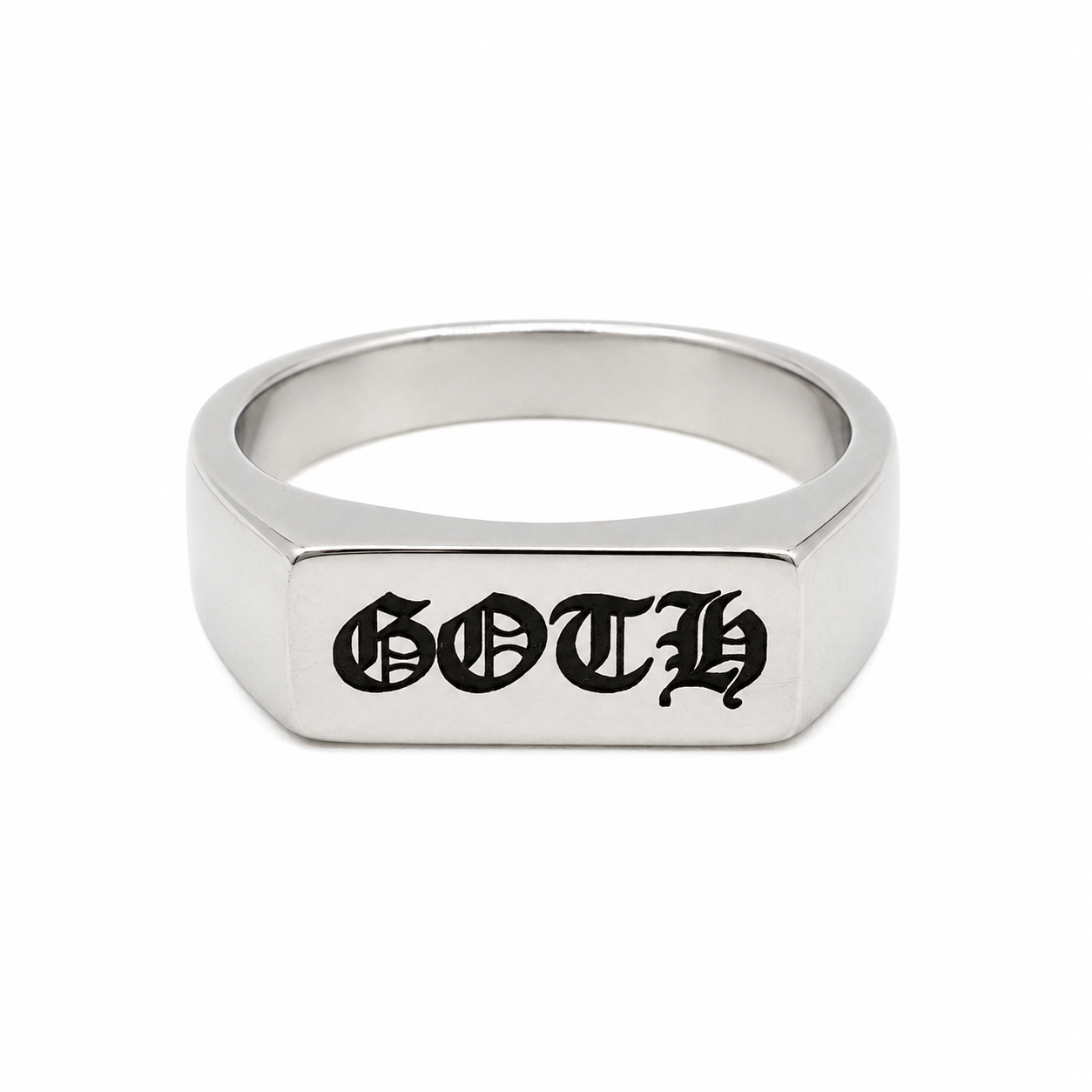 Goth Old English Signet Ring