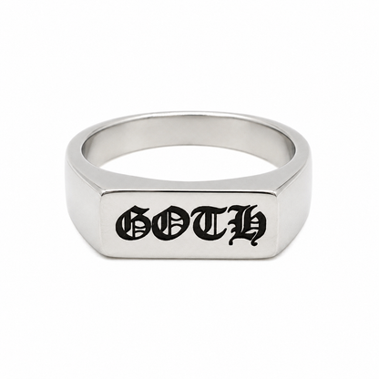 Goth Old English Signet Ring