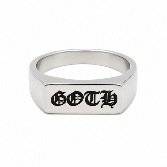 Goth Old English Signet Ring