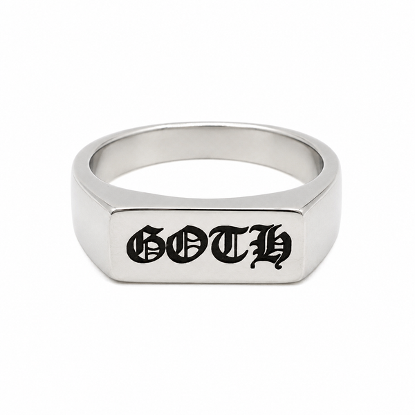 Goth Old English Signet Ring