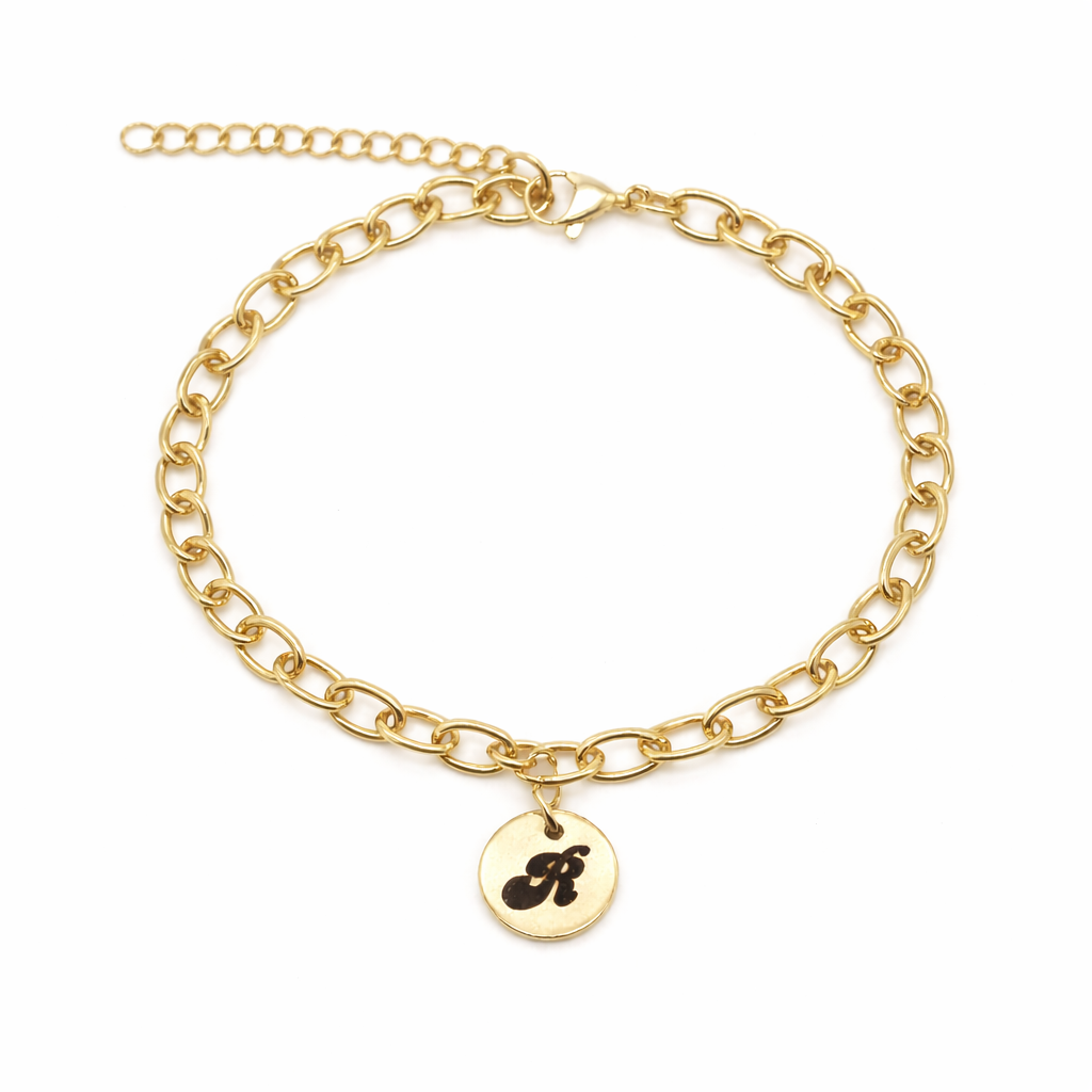 Personalised Gold Initial Disc Bracelet