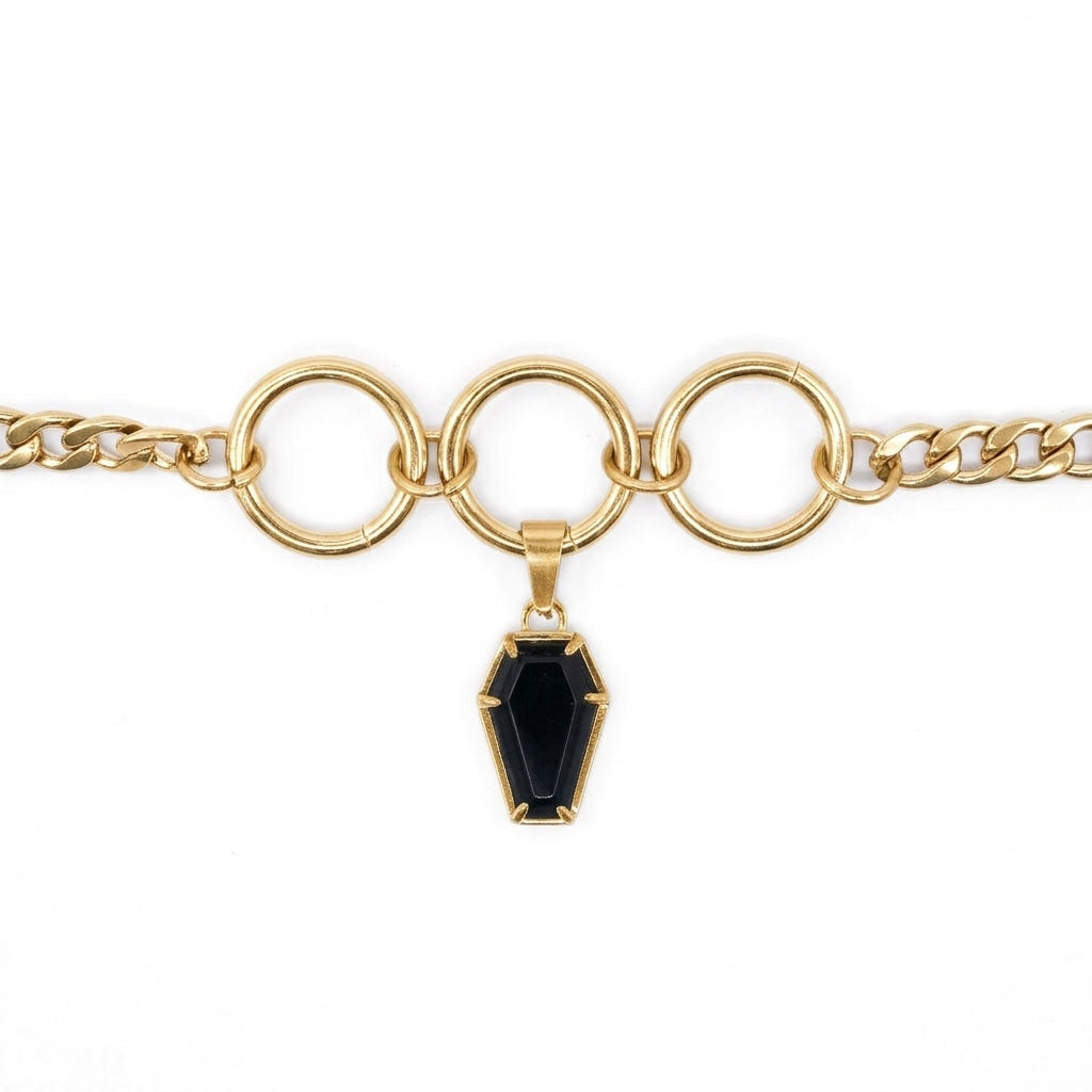 Gold Crypt Black Coffin Choker