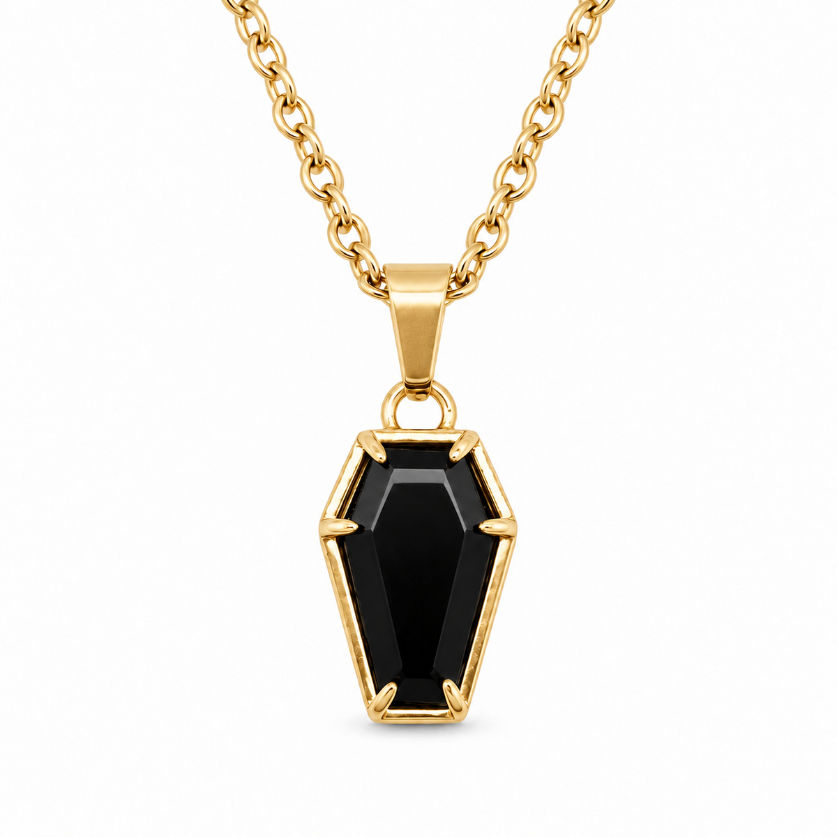 Gold Crypt Black Coffin Necklace
