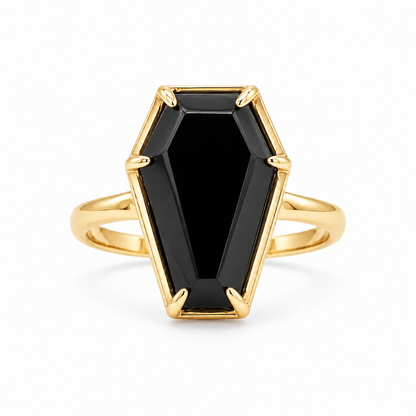 Gold Crypt Black Coffin Ring