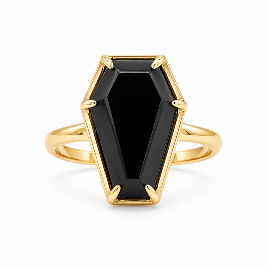 Gold Crypt Black Coffin Ring