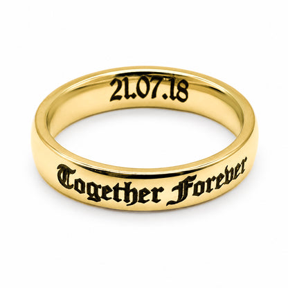 Gold Personalised Engraved Band Ring