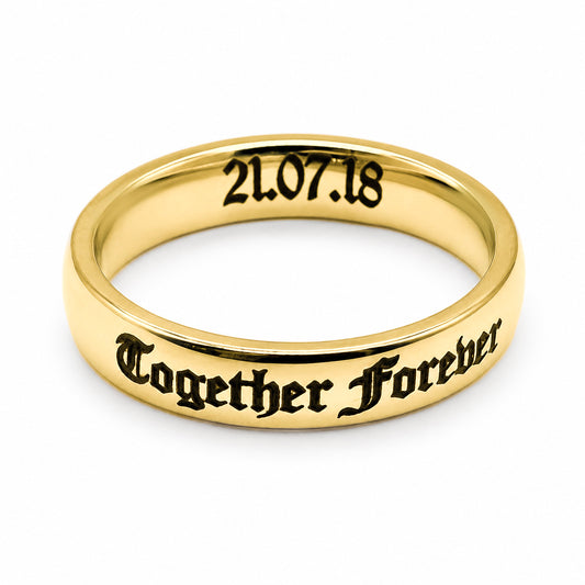 Gold Personalised Engraved Band Ring