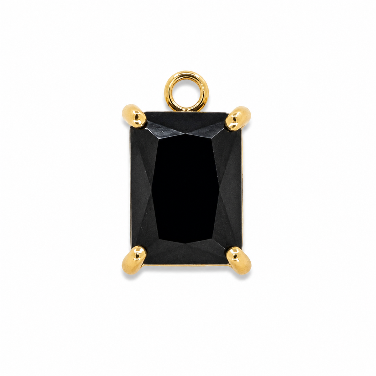 Gold Black Rectangle CZ Charm