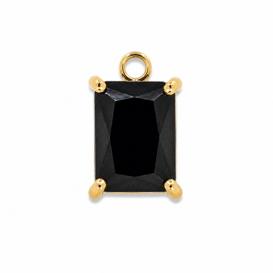 Gold Black Rectangle CZ Charm