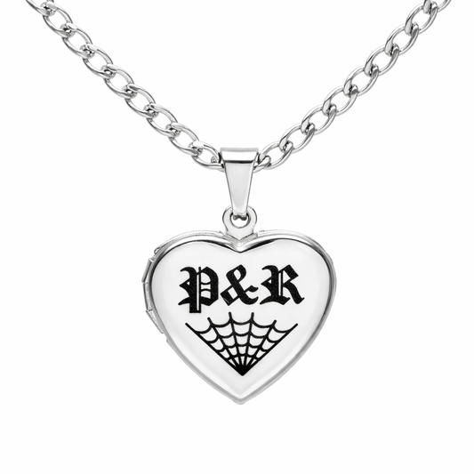 Personalised Initials Spiderweb Heart Locket