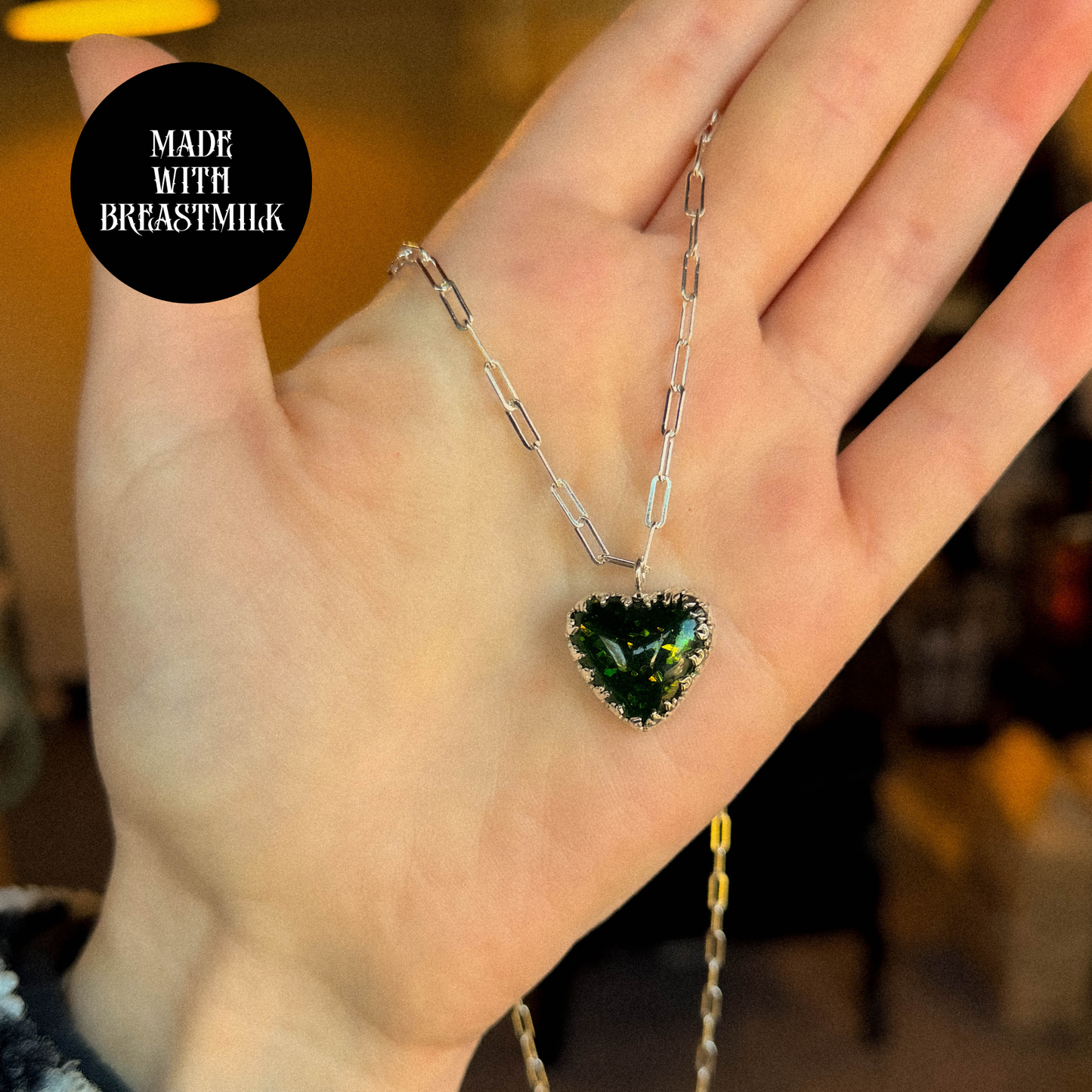 Mother of Flames Gothic Heart Breastmilk Necklace