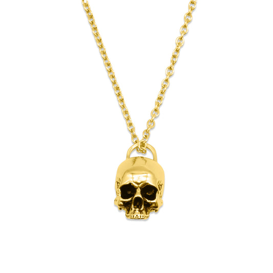 Gold Hel Skull Necklace Mysticum Luna Gothic Jewellery