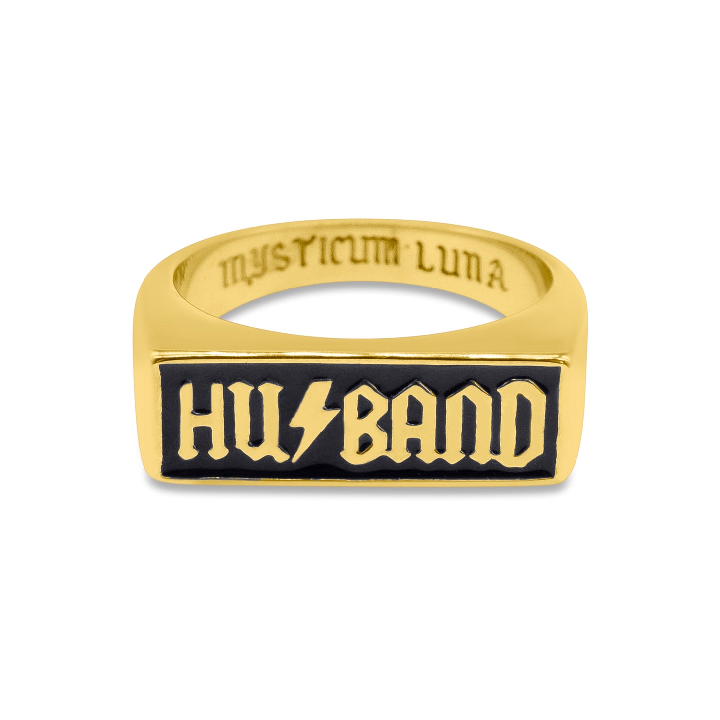Husband Enamel Signet Gold Ring