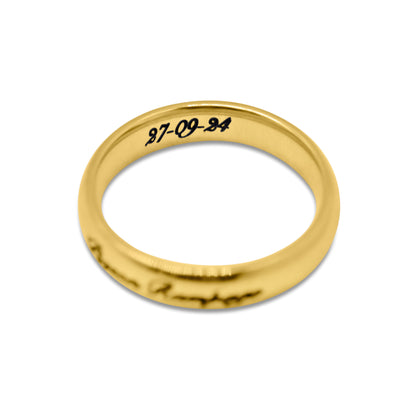 Gold Personalised Engraved Band Ring
