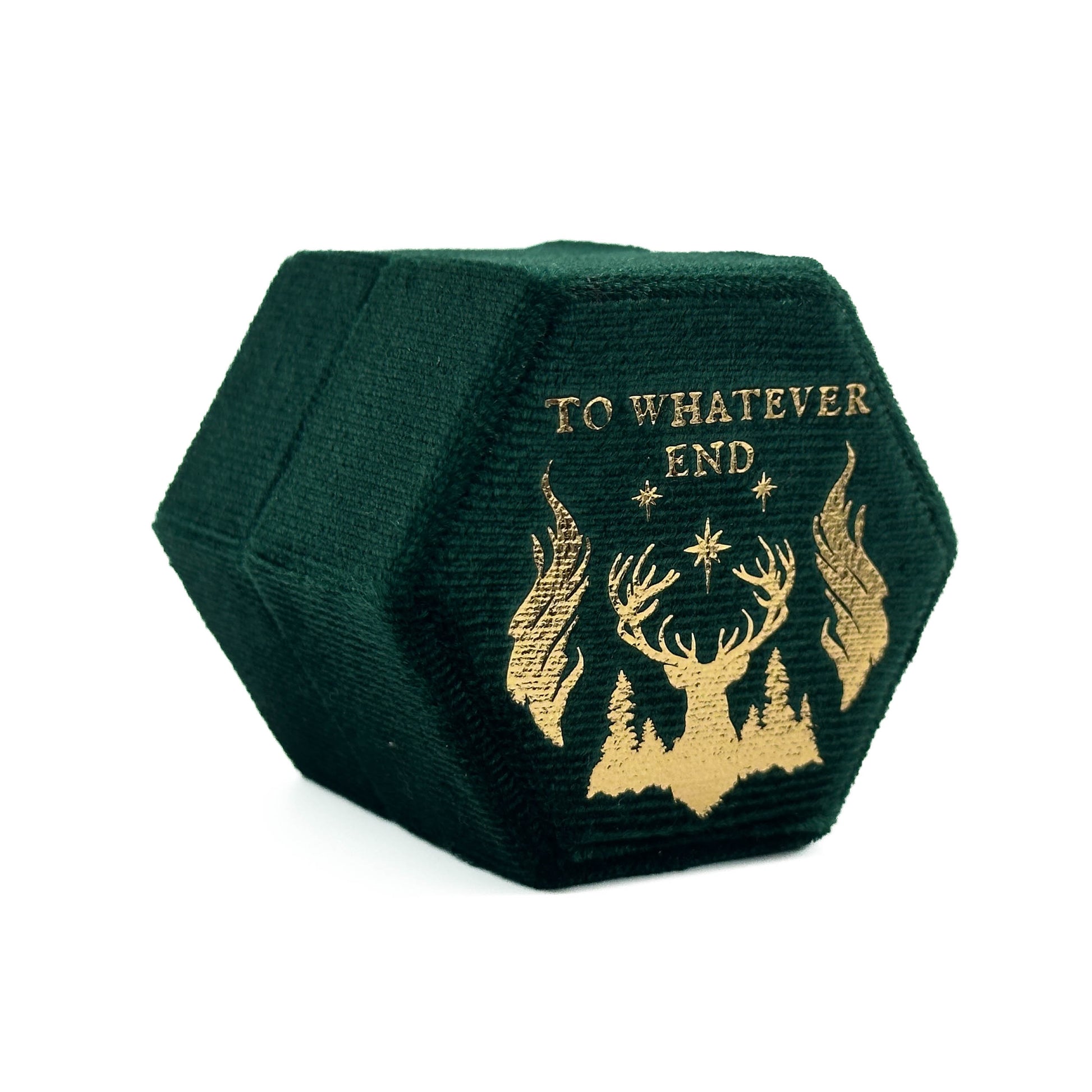 Green Hexagon 'To whatever end' Ring Box Mysticum Luna