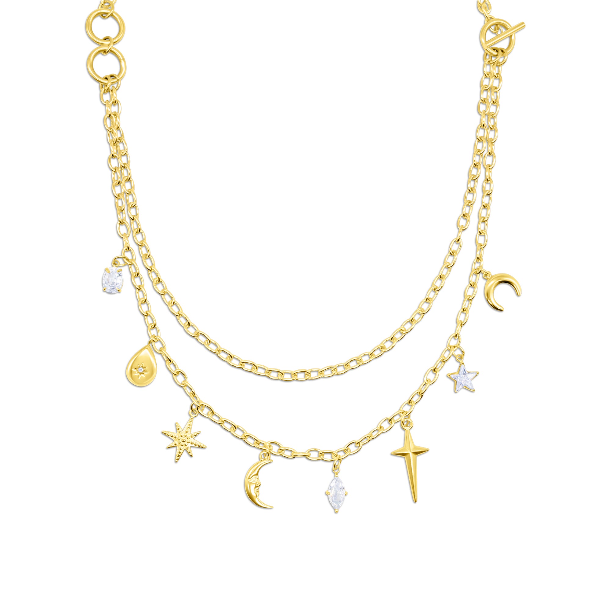 Gold Lyra Artemis Celestial Charm Necklace Mysticum Luna