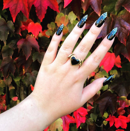 Gold Nocturnal Succubus Heart Ring
