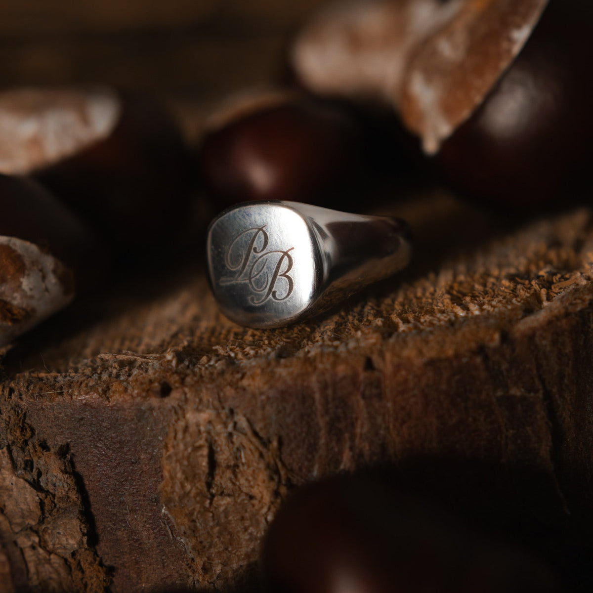 Square Monogram Initials Ring